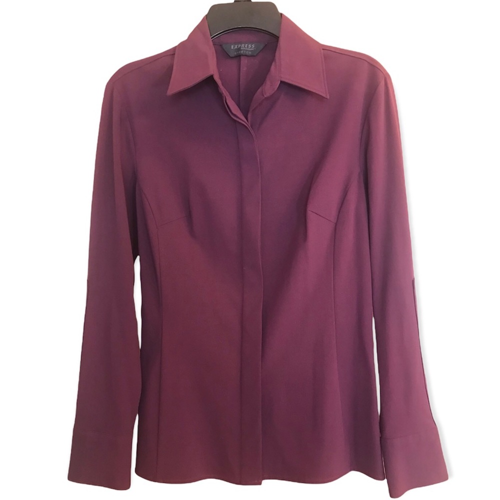 Express Stretch Woman’s Long Sleeve Collared Shirt